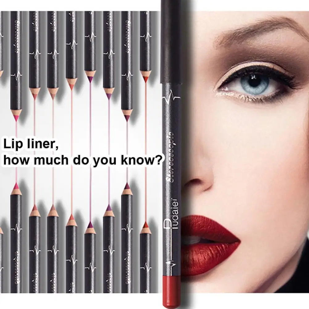 12Pcs Lip Liner Lipstick Pen Long Lasting Charming Light Weight Waterproof Lip Liner Eyeliner