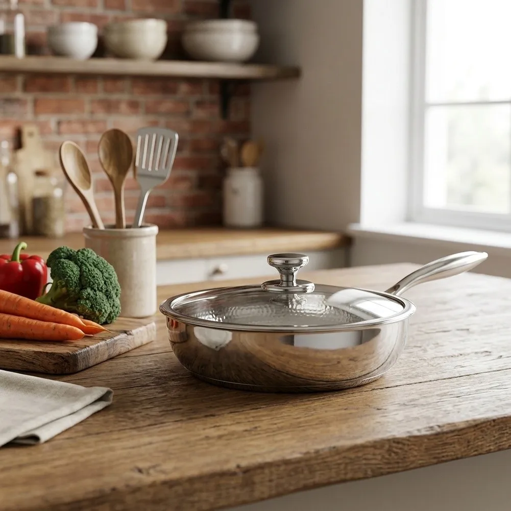 Induction Ready Pan Hammered Frying Pan For Home Kitchen Enhanced Durability Heat Conduction Long-lasting Alloy