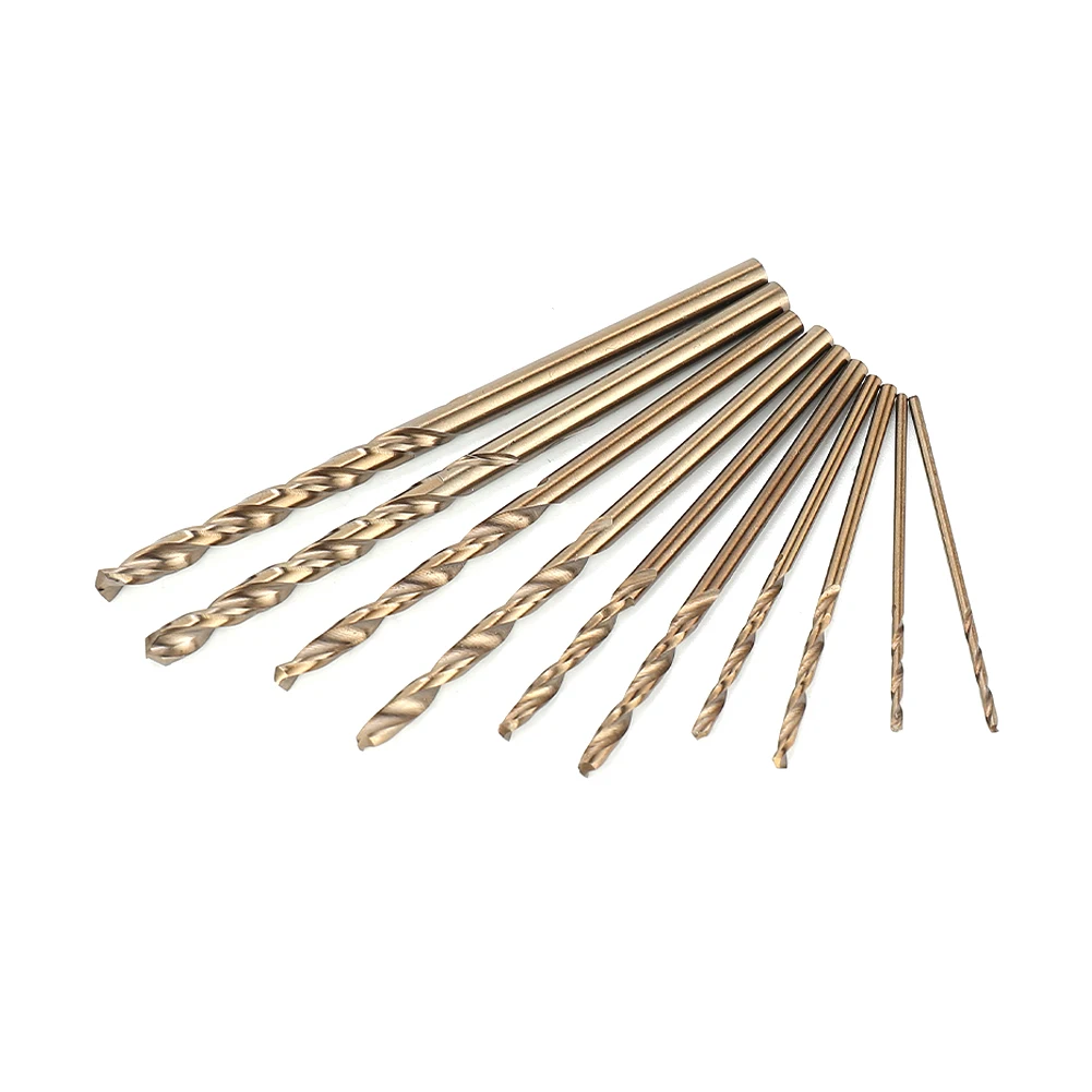 

10pcs Coated Drill Bit M35 HSS High Speed Steel Titanium Wood/Metal Hole Cutter Straight Shank Cobalt Drill Bits