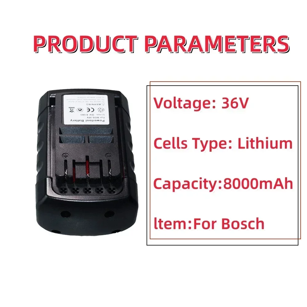 Replacement Batteries Lithium-Ion for BOSCH 8000mAh 36V Li-ion Rechargeable Battery BAT810 BAT836 BAT840 GBH36V-LI Power Tools