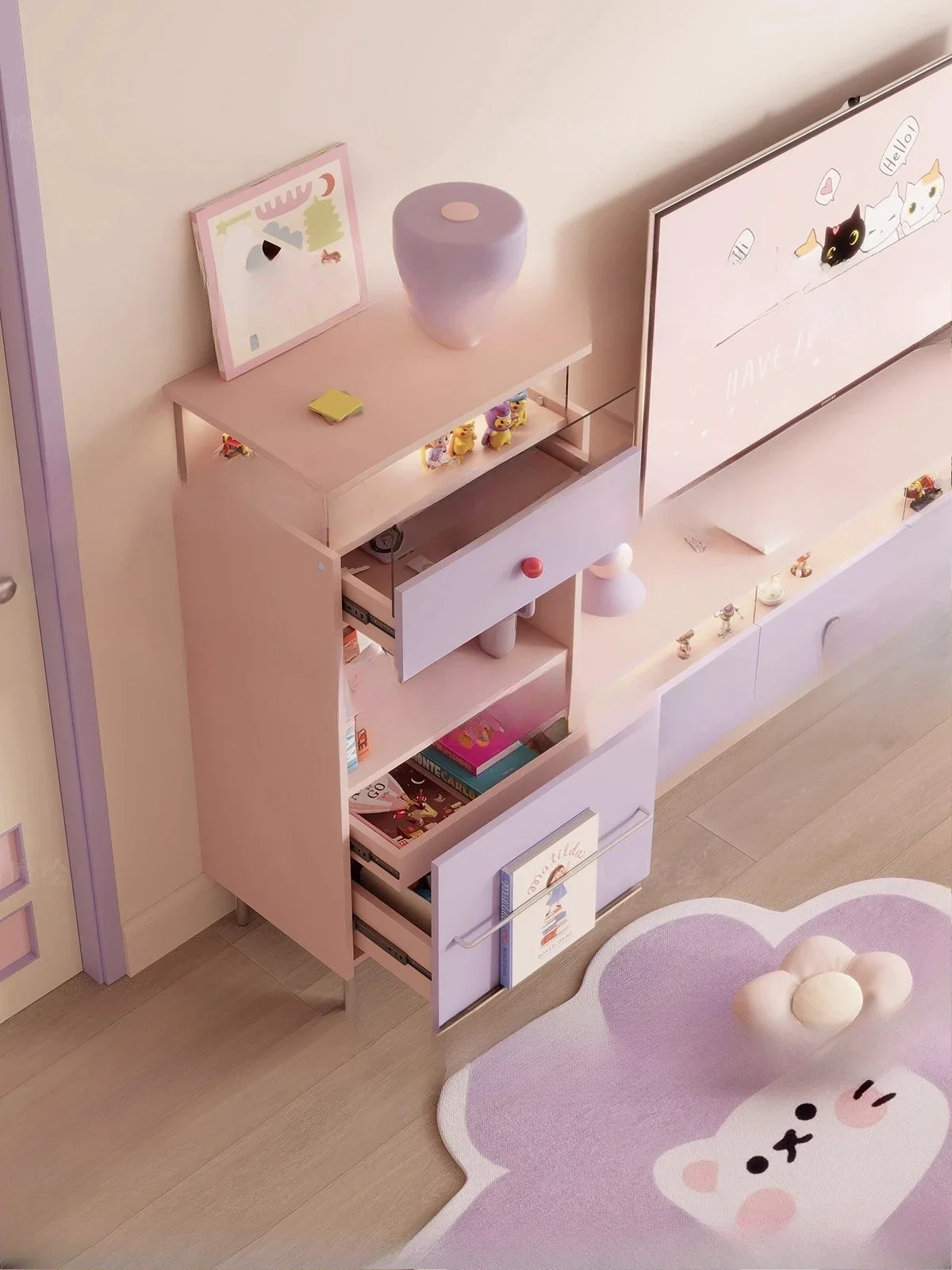 Figure side cabinet living room solid wood TV side cabinet storage corner cabinet bedroom bedside table
