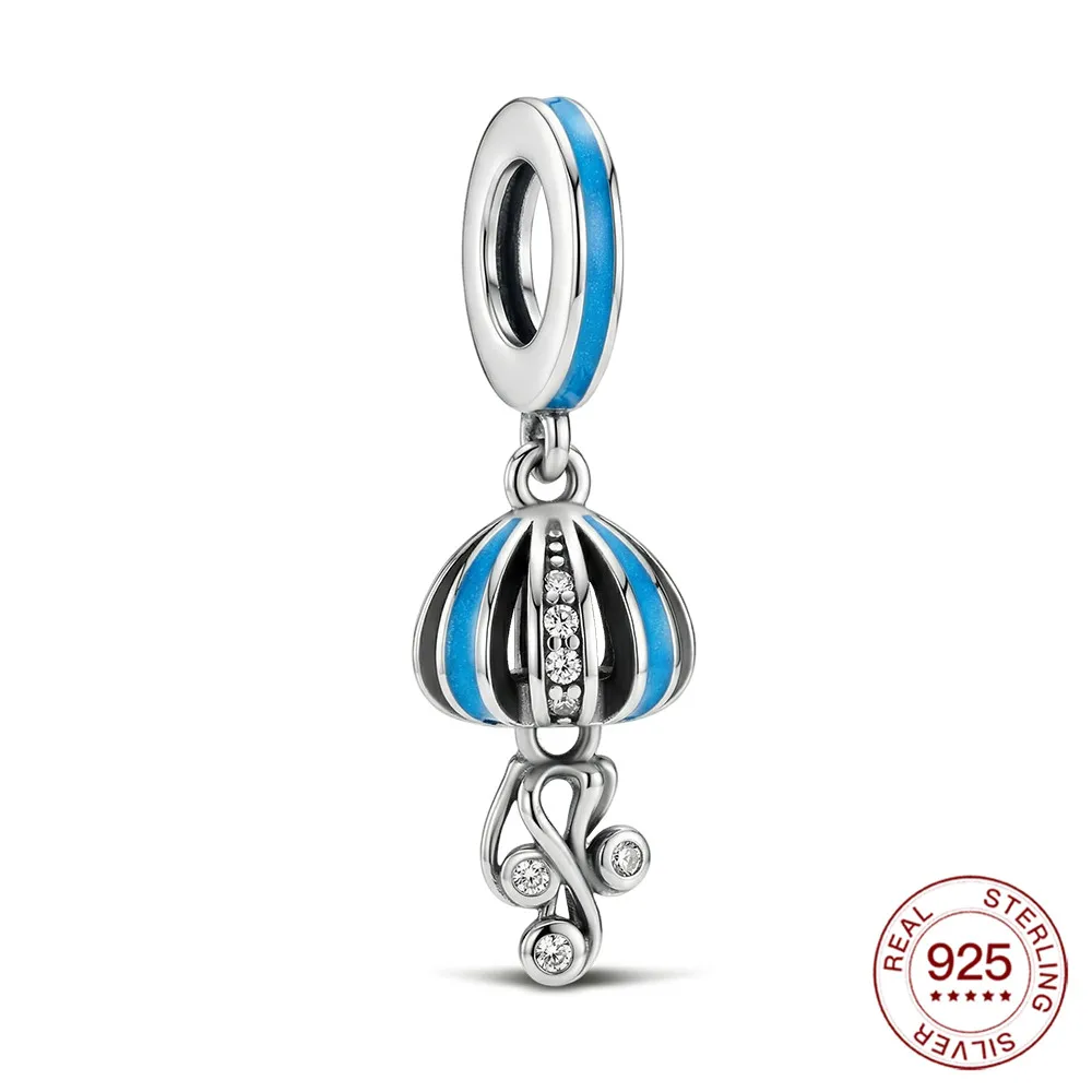 925 Sterling Silver Turtle Dangle Charm with Blue Opal