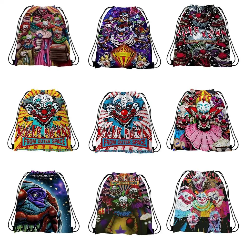 K-Killer Klowns From Outer Space 1 Stück Kordelzug-Rucksack, Tasche, String-Rucksack, Cinch-Säcke, Tasche, Großpackung für Yoga, Sport, Fitnessstudio, Reisen
