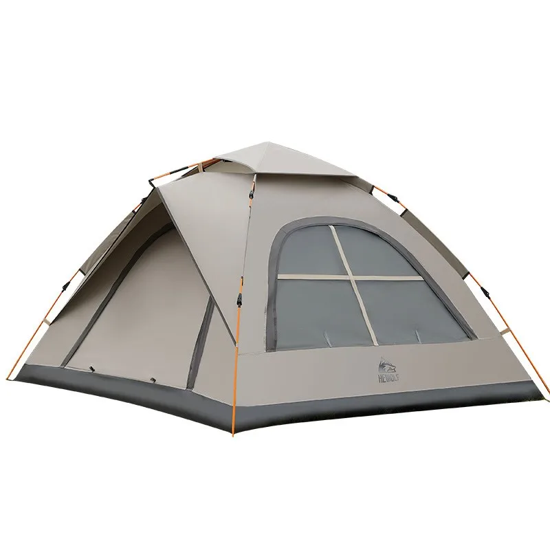 Outdoor Tent Portable Folding Automatic Quick Open Tent Family Travelling Camping Silver Rubber Coated Thickened Rainproof Tent