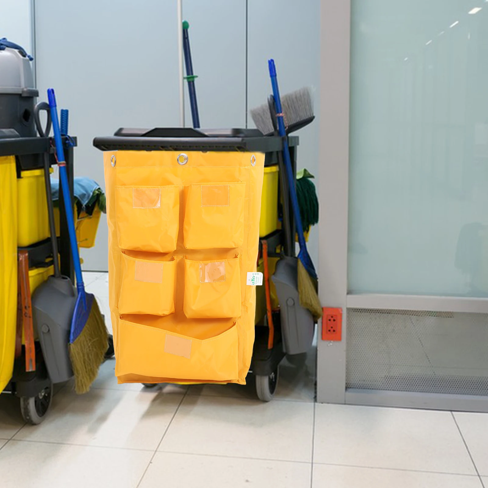 

Janitorial Cart Bag Thick Fabric Sturdy Cleaning Supply Replacement Bags for Housekeeping Carts Trash Collecting Janitorial Bag