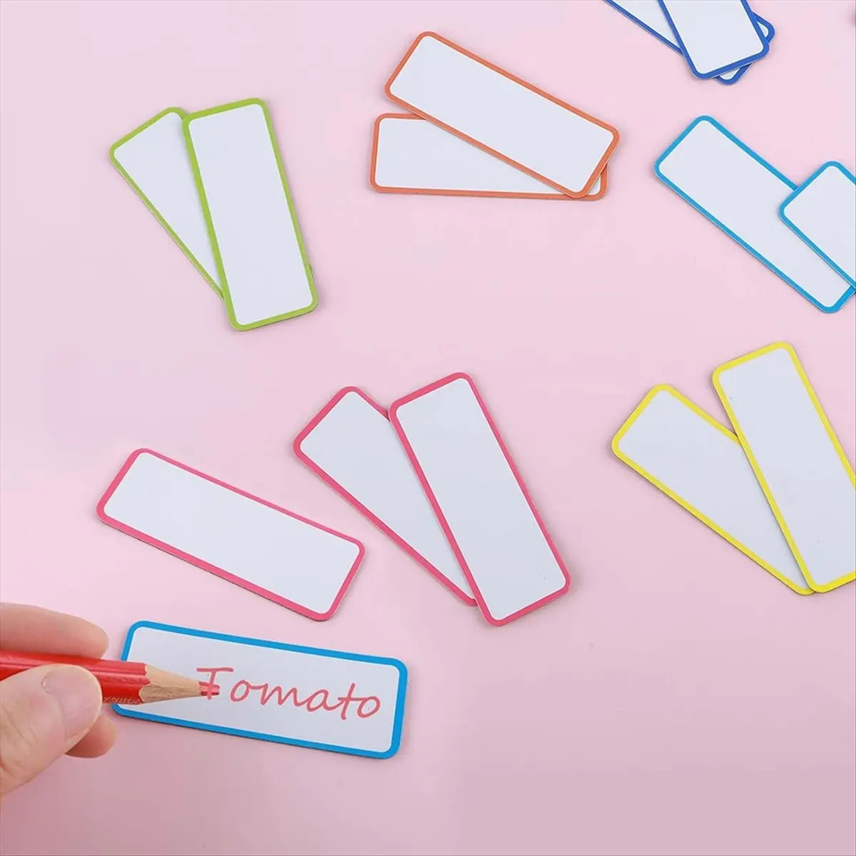 Latest ABBQ-54 Pcs Magnetic Dry Erase Labels Reusable Strips Classroom Name Tags Writable Blank Magnet Cards Erasable Fridge Mem