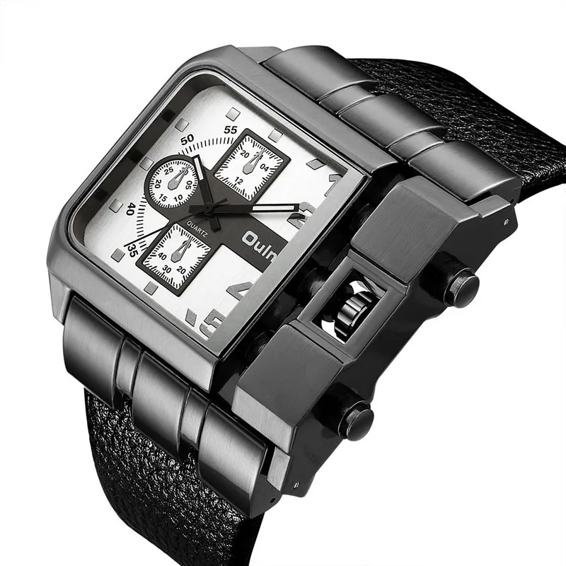 Tough-Guy Style Men's Quartz Watch, with a Unique Square Three-Dimensional Case Design, Versatile for Business and Casual Wear, Featuring a Wear-Resistant Pebbled Leather Strap That Is Breathable and Comfortable to Wear, Waterproof and Scratch-Resistant, with Long-Lasting Battery Life, Suitable for All Occasions Such as Daily Travel, Dating, and Workplace, a Popular Bestseller Men's Quartz Watch