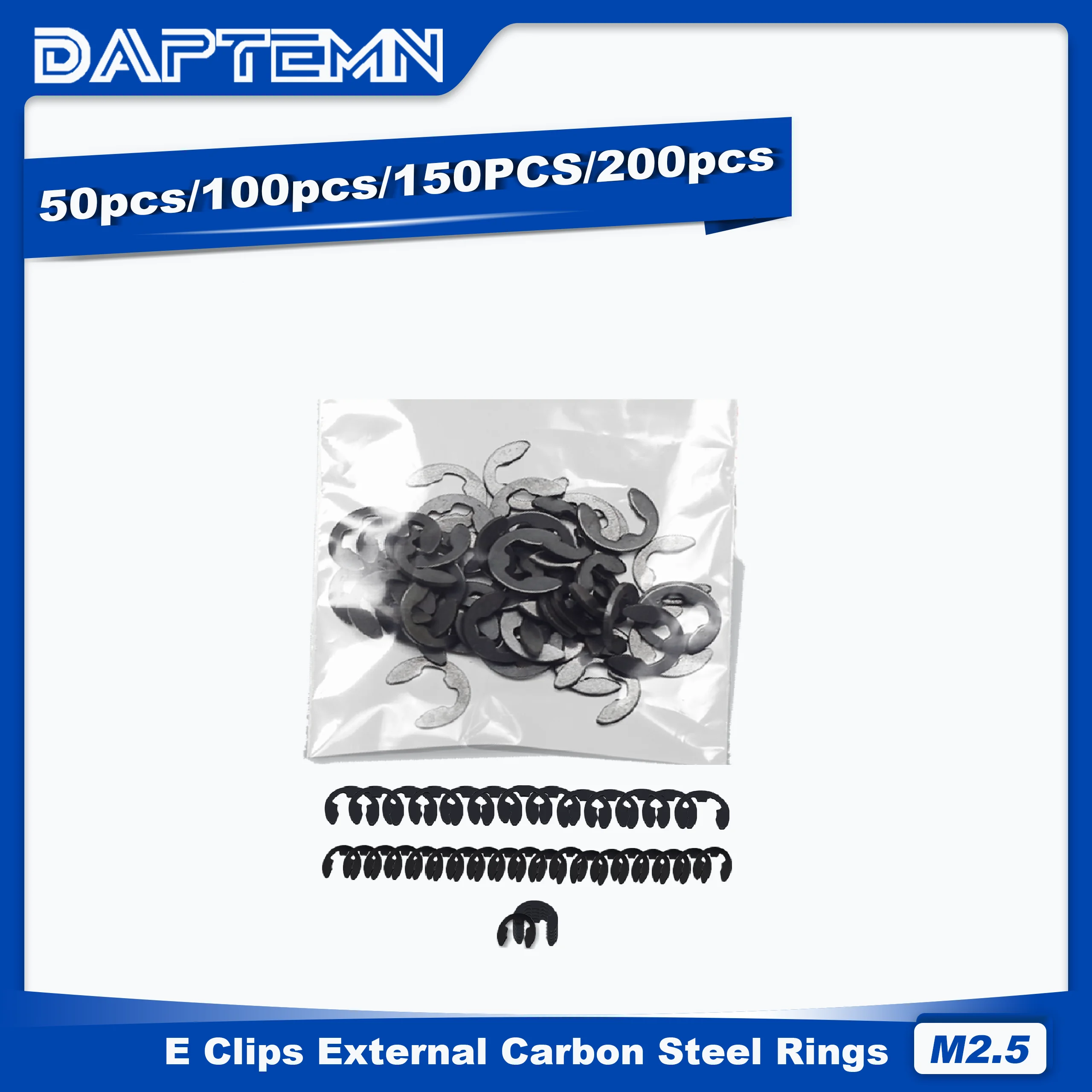 

M2.5 Small E Clip Circlip External Retaining Rings, E Clips External Carbon Steel Rings 50PCS 100PCS 150PCS 200PCS