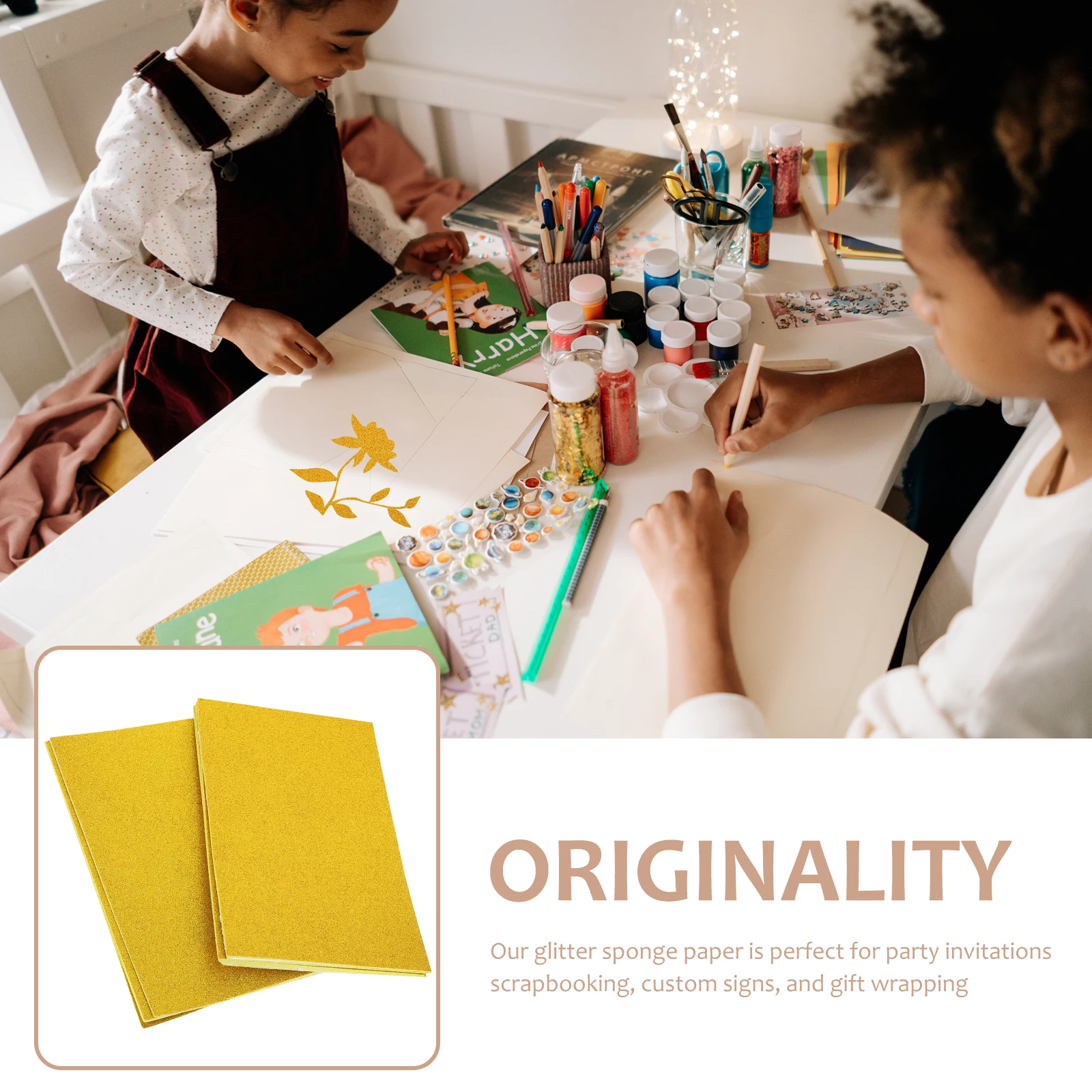 

10 Pcs Glitter Sponge Paper Gold Powder DIY Material Adhesive Sequins Crafts Making Supplies Gift Sheets Decorative Paper