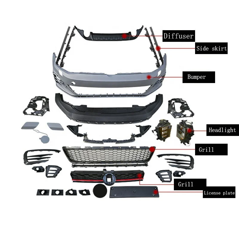 

Front Bumper Kits with Grill for VW Golf 7 GTI Style Bumper 2013-2017