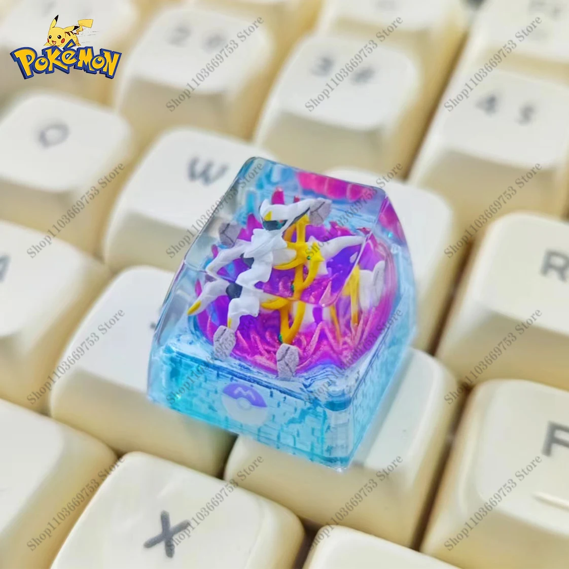 Pokemon Anime Keycaps Trio master Arceus Legendary Bird Resin Transparent Stereoscopic Caps For Mechanical Keyboard Special Gift