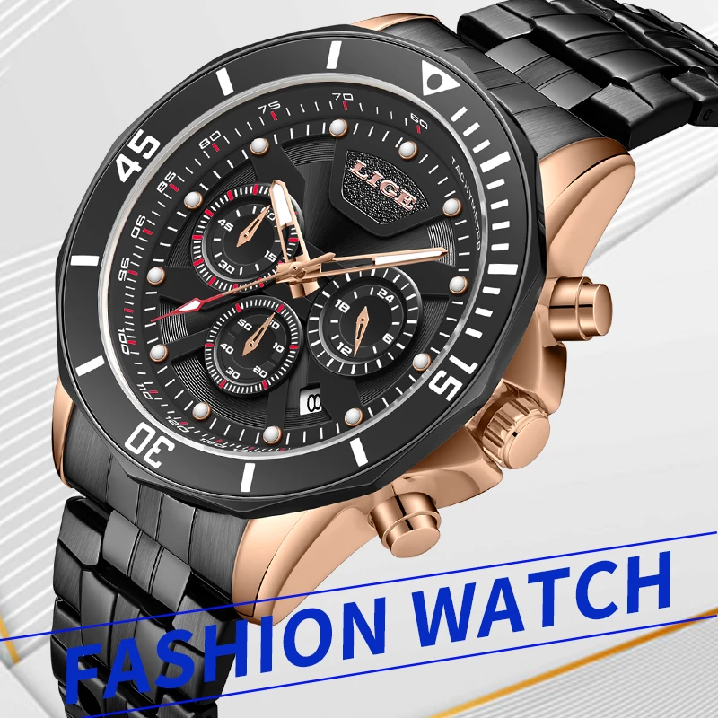 

LIGE Top Brand Luxury Quartz Man Watch Fashion Business Waterproof Luminous Men's Watches Casual Sports Date Military Wristwatch