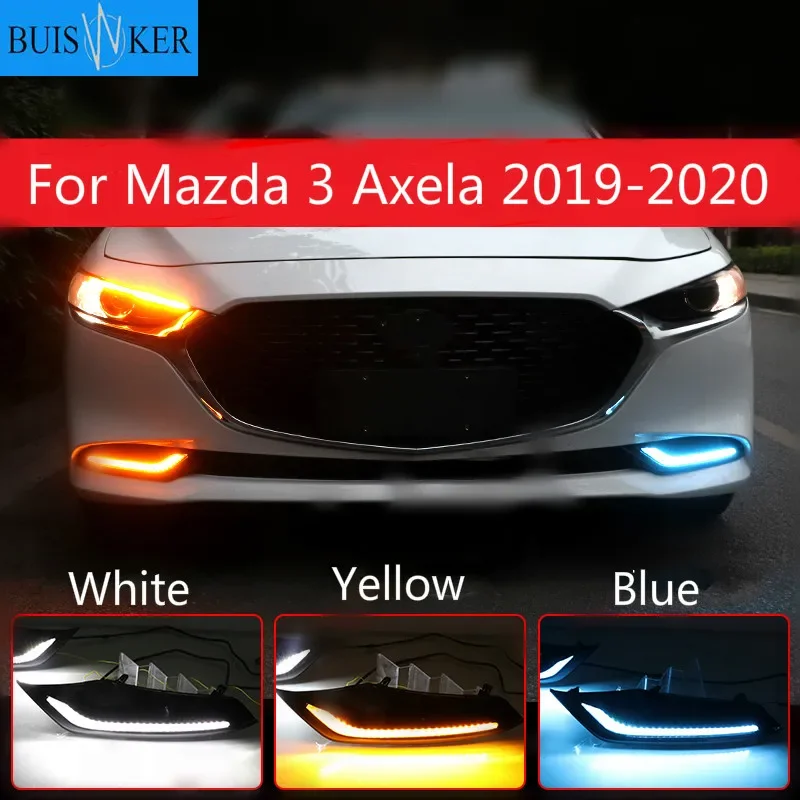 

For Mazda 3 Axela 2019 2020 LED Daytime Running Light Waterproof 12V Yellow Turn Signal Indicator Light Bumper Lamp LED DRL