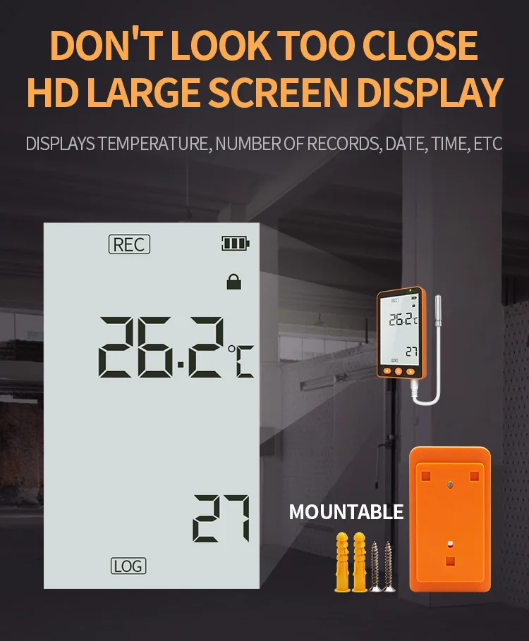 Aikesi GSP-70Pro LCD Data Logger Multi Reusable USB Laporan PDF Pencatat Data Suhu