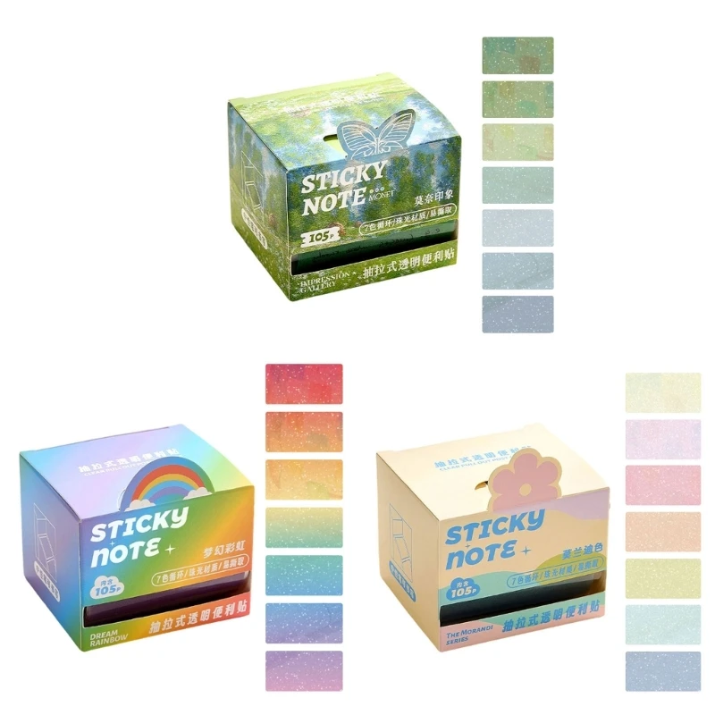 31BA Pull-Out Adhesive Note Paper with Translucent Color-Fade Sheets, Repositionable Backing, and 105 Sheets in Each Box