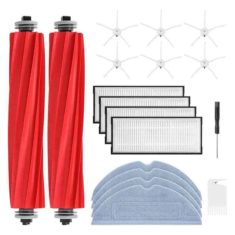 AD-For Roborock S7/S7+ /S7 Maxv/S7 Maxv Ultra/S7 Pro Ultra Vacuum Cleaner Replacement Parts- Main Brush, Side Brush, Filters, Wi