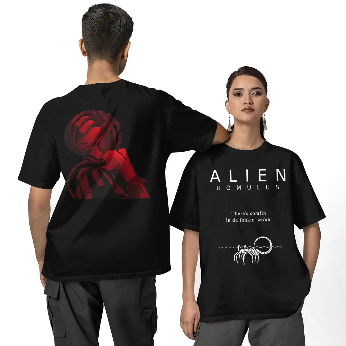 

Men Alien Romulus Movie Funny PrintT Shirts Pure Cotton Top Tees Vintage Short-Sleeve T-Shirt O Neck Tee Shirt Plus Size 5XL 6XL