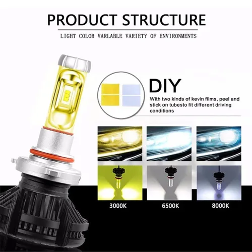 Imagen 2 del producto Bombillas de faros LED para coche, 50W, luz de coche ZES H4 LED H7, lámpara Turbo Led H11 HB3 9005 HB4 9006, luz antiniebla de haz alto y bajo