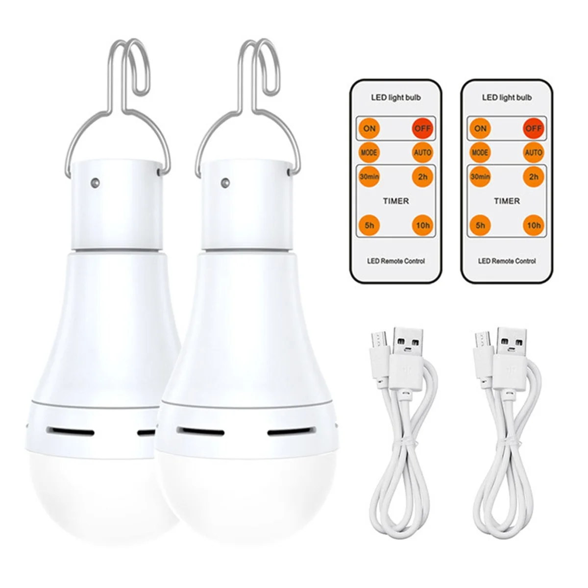 

USB Rechargeable Light Bulb, Battery Backup Emergency Light Bulb for Home Power Outage, Hanging LED Light Bulb,2PCS