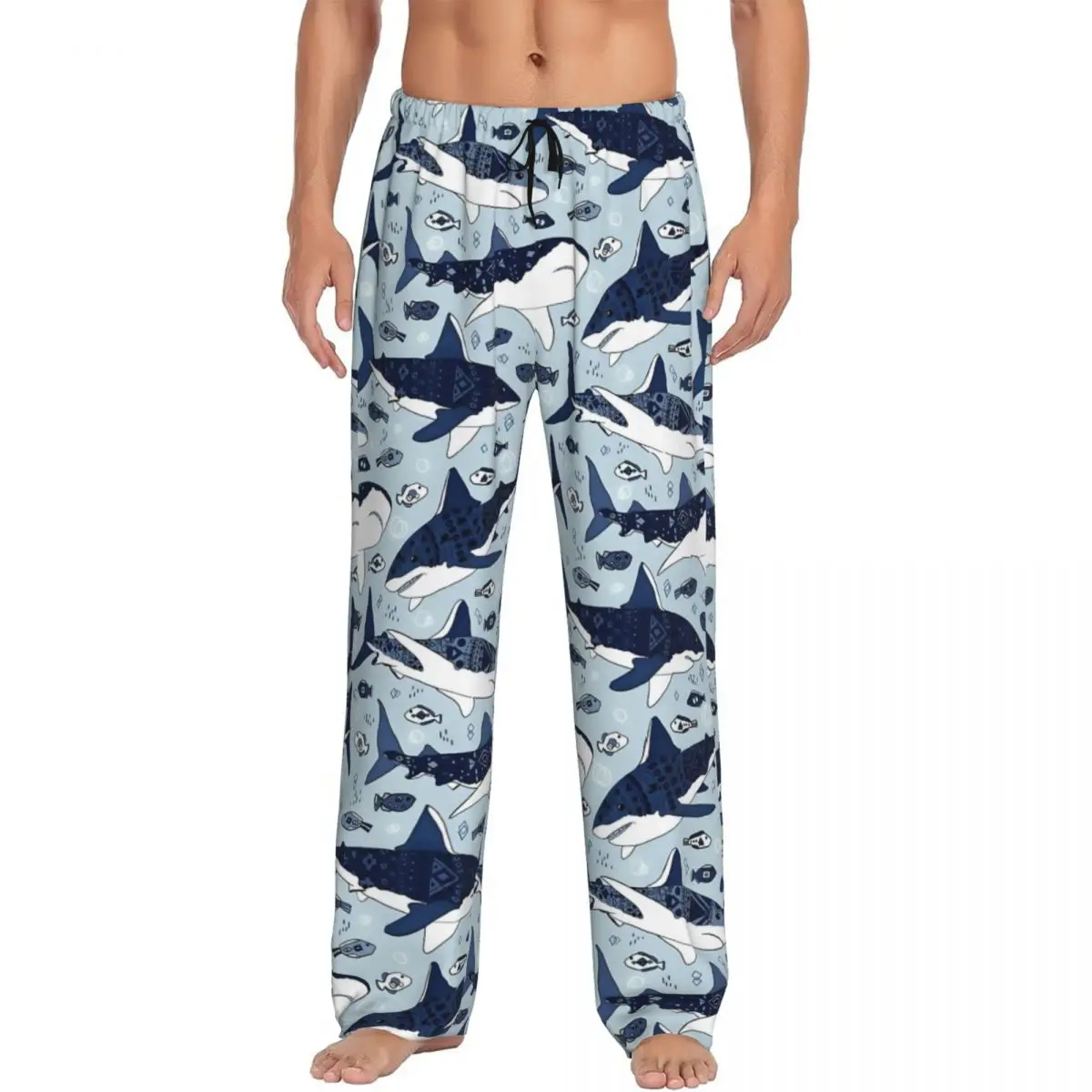 

Custom Print Shark Pajama Pants Men's Cute Animal Sleep Sleepwear Bottoms with Pockets