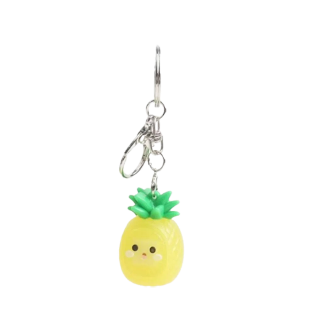 Pineapple Design Fruits Durian Button Keychain Button Shape Click Sound Mini Pressable Strawberry Keychain Cherry Lemon