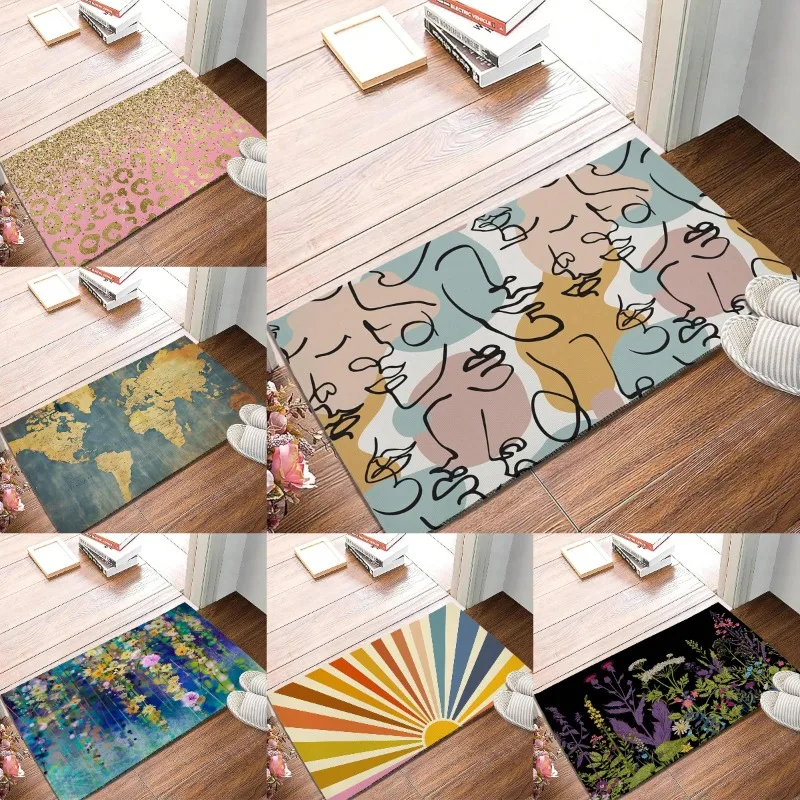 

Красочный ковер в стиле бохо, солнечный Радужный коврик, нескользящий коврик для приветствия, домашний декор для прихожей, передней двери, кухни, в помещении, на открытом воздухе