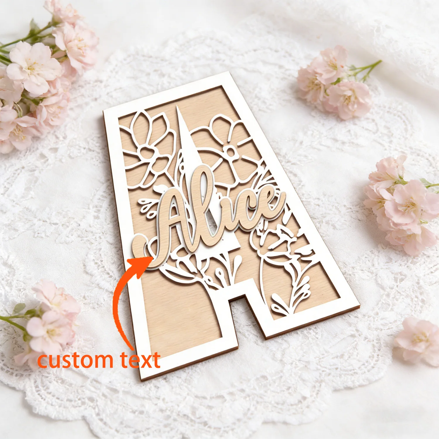 1pc Wooden Plaque with Customizable Name Letters, Customizable Content, Children's Room Decoration, Baby Name Identification