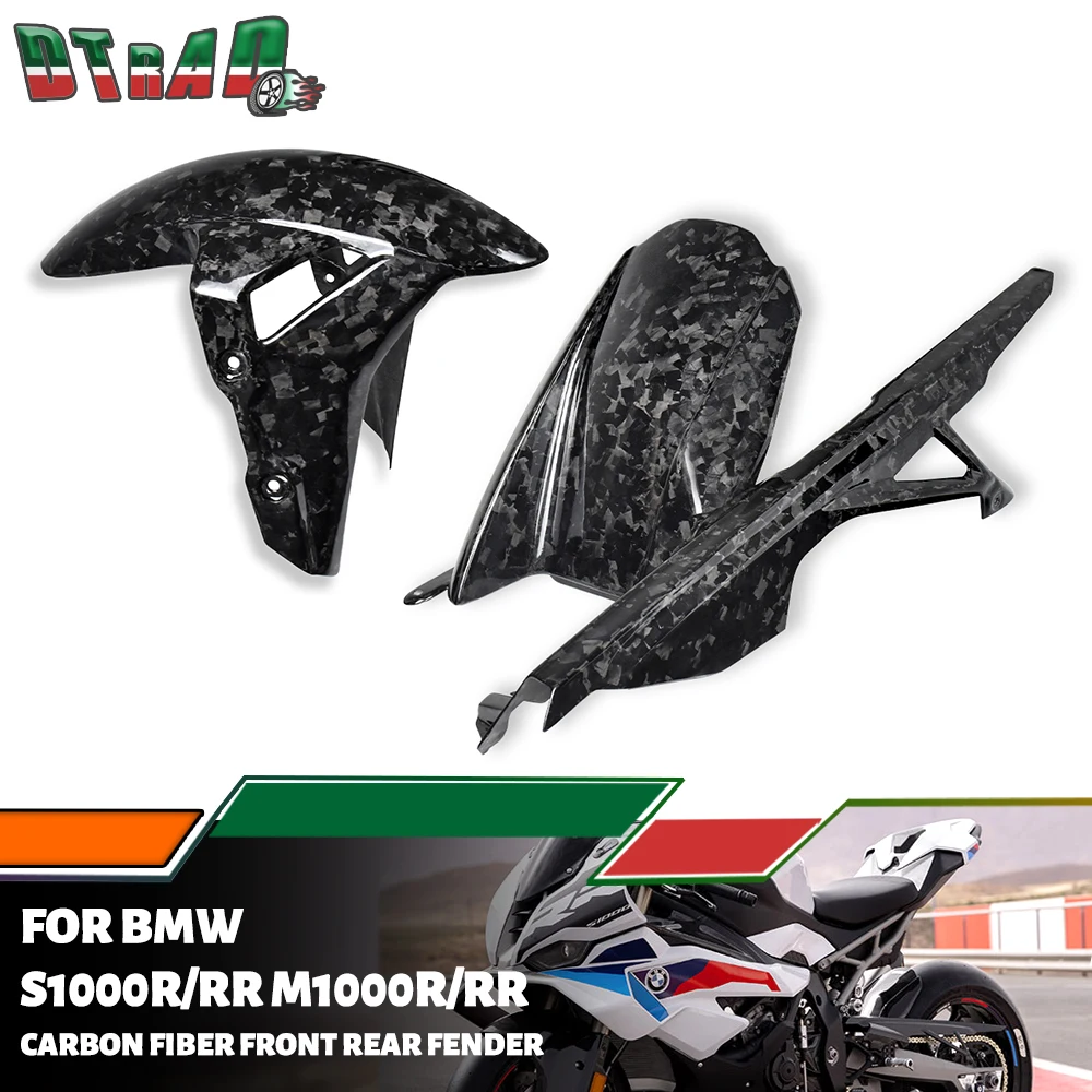 

For BMW S1000RR 2019-2025 S1000R M1000R M1000RR 2021+ Forged Gloss Carbon Fiber Front Fender Mudguards & Rear Hugger Chain Guard