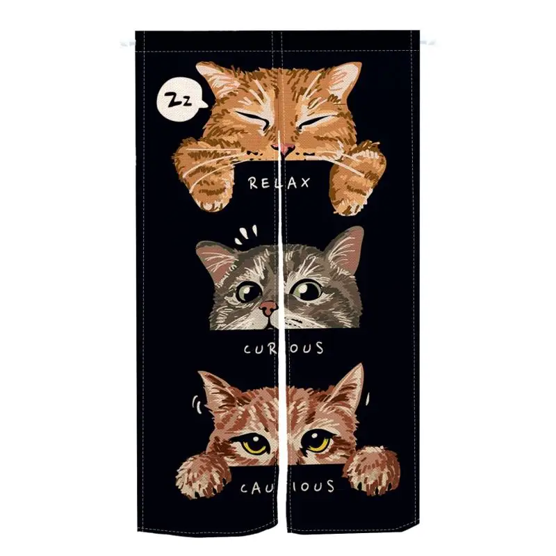 

Милый кот, занавеска для дверного проема в японском стиле, домашняя спальня, перегородка для конфиденциальности, катапия, декор для входа, подвесные полусплит-дверные шторы