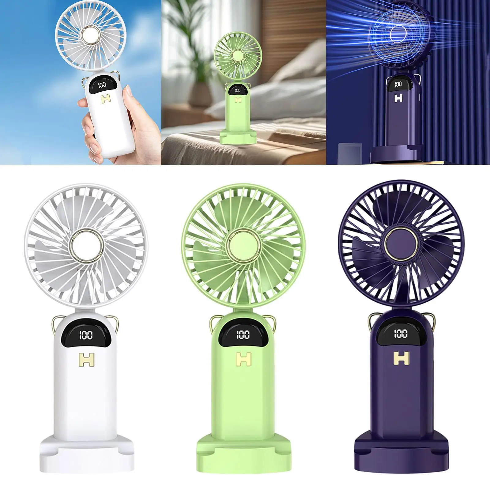 Kipas angin Portable พร้อมพัดลมส่วนบุคคลตะขอสำหรับแขวนเงียบสงบสำหรับการแต่งหน้าการเดินทางที่บ้าน