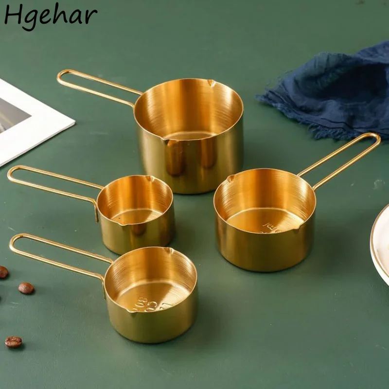 

Kitchen Steel Stainless Measuring Cups Long Handle Heat Resistant Cup with Scale Portable Baking Tools Household Scoops Coffee