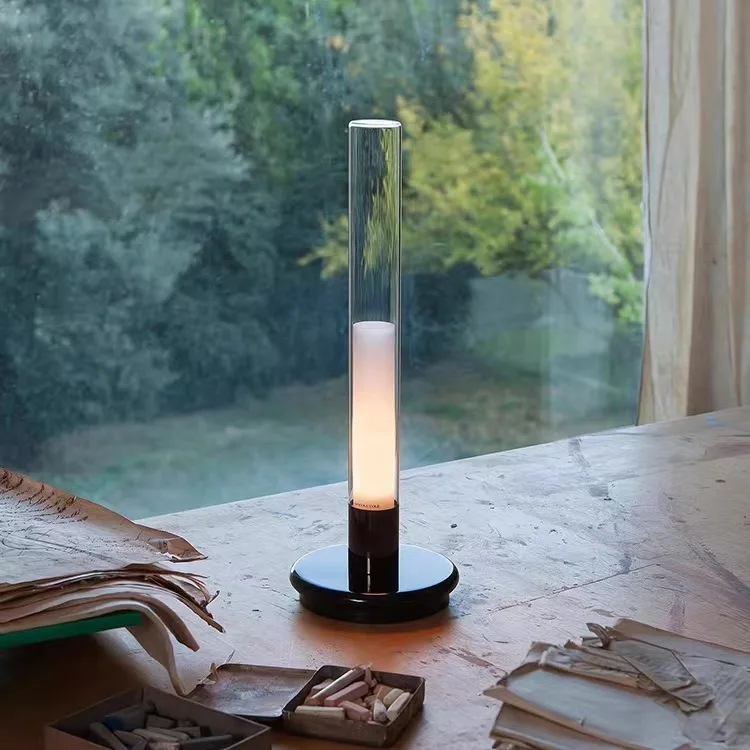 2026 hot USB-Creative candlelight desk lamp retro clear bar restaurant desk hotel and homestay decoration desktop atmosphere nig