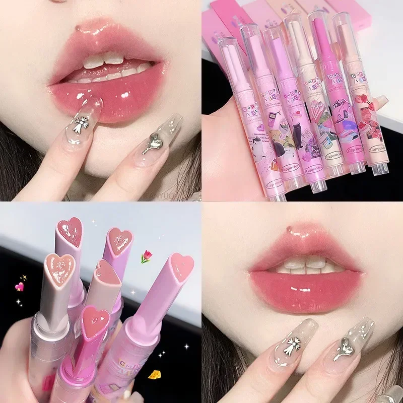 Jelly Love Lipstick Pink Water Gloss Clear Lip Glaze Waterproof Non-stick Cup Hydrating Plumping Fade Lip Lines Lip Gloss Makeup