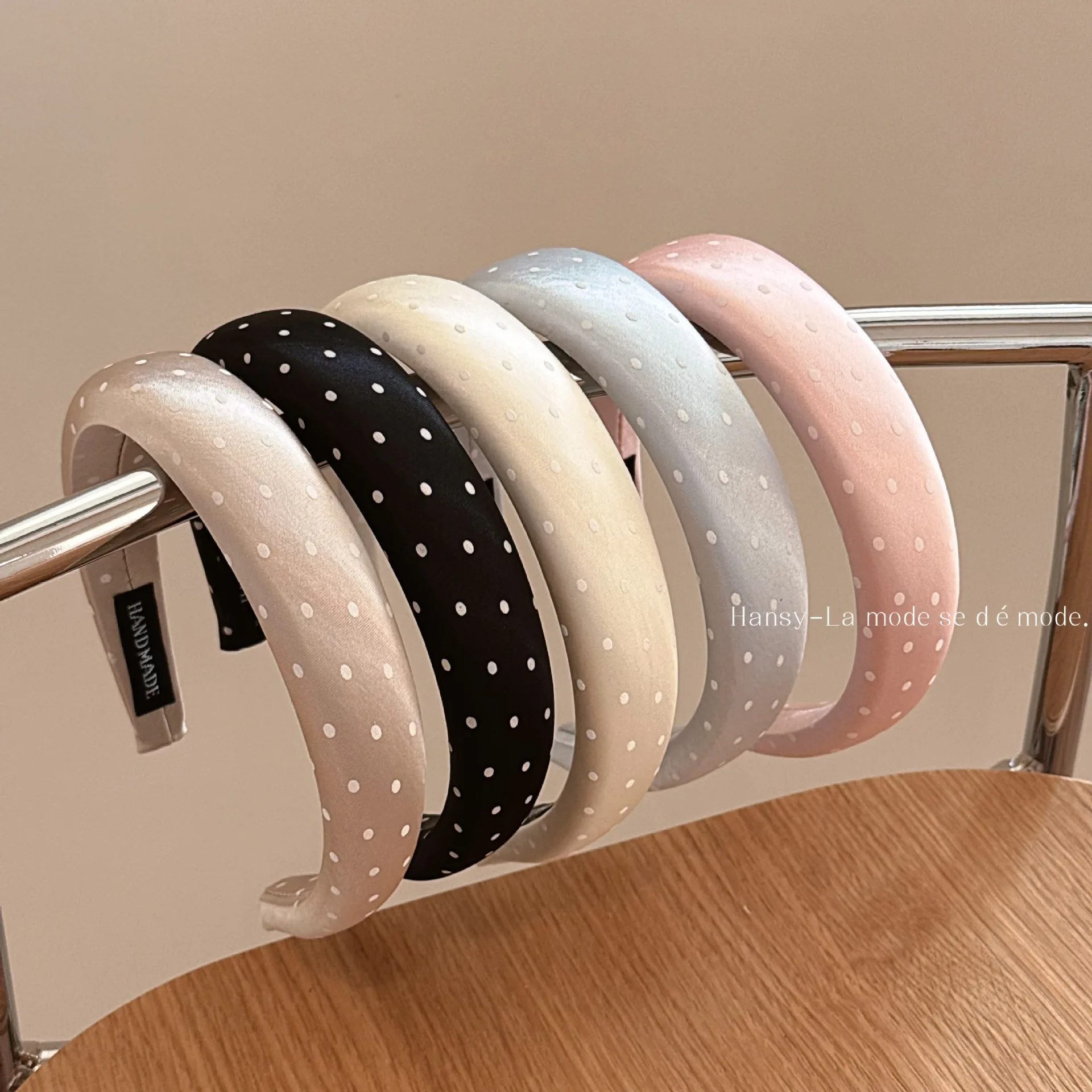 Satin polka dot sponge headband high cranial top hairpin pressure hair wash headband headband hair accessories