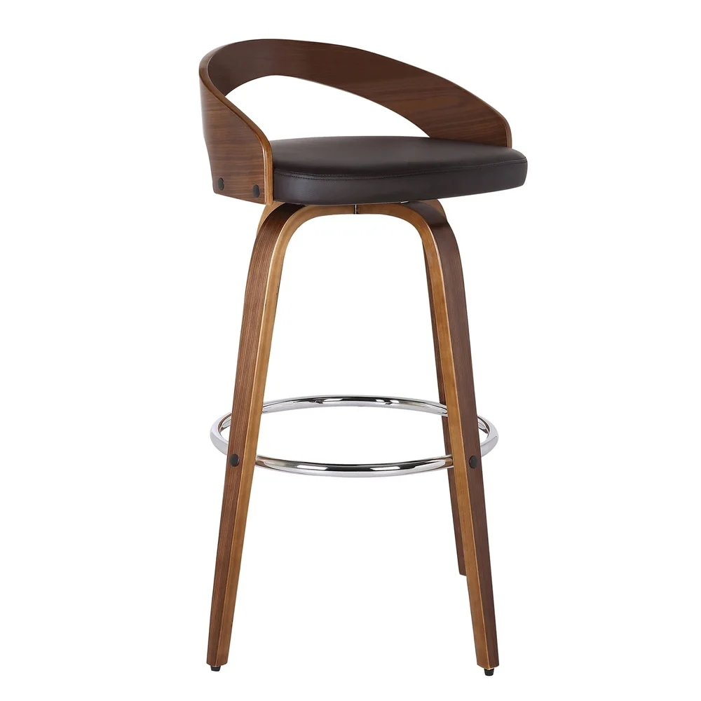Taburete giratorio de piel sintética con Base de madera, rotación de 360 grados, asientos cómodos, cocina, Bar, comedor