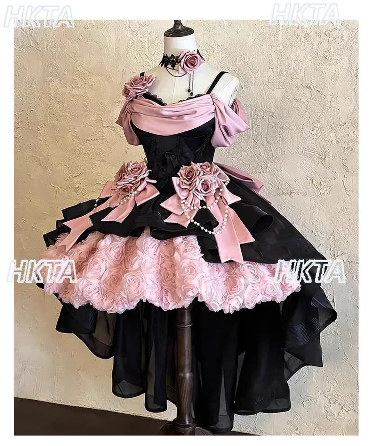 Dark Lolita Wedding Lace Bow Contrasting Suspenders Dresses Jsk Sweet Subculture Gothic Elegance Temperament Banquet Dress Women