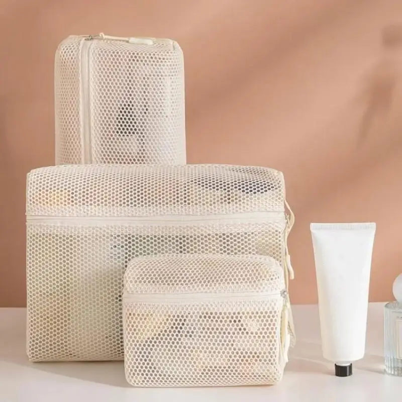 Leichte, strapazierfähige Kosmetiktasche aus Mesh mit sicherem Reißverschluss und durchsichtigem Design für Reisen, tägliche Hautpflege und Aufbewahrung von Toilettenartikeln – Detail 7