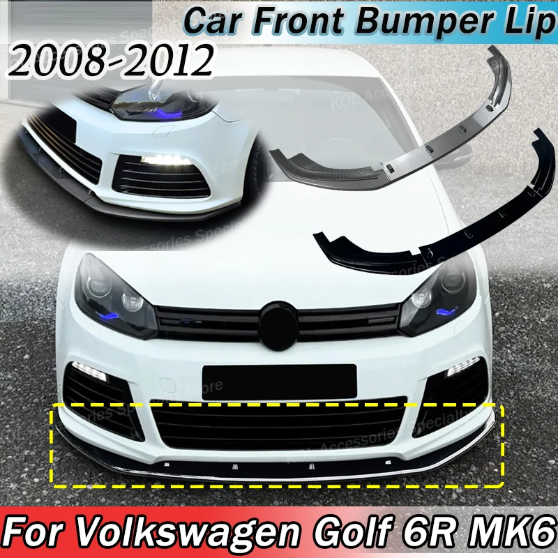 Car Front Bumper Lip For Volkswagen Golf 6R MK6 2008-2012 Diffuser Spoiler Lower Splitter Guard Protector Body Kit Accessories