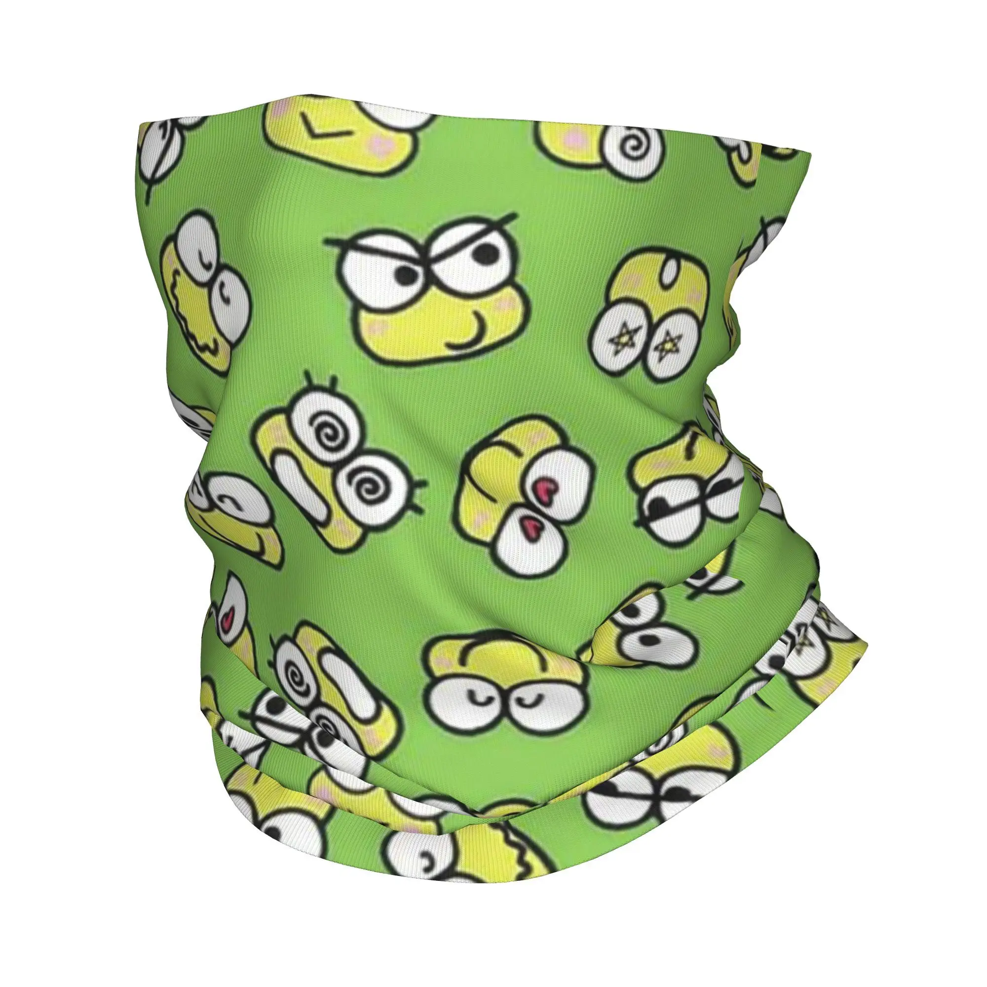 Custom Keroppi Neck Gaiter Men Women Windproof Winter Bandana Scarf for Ski