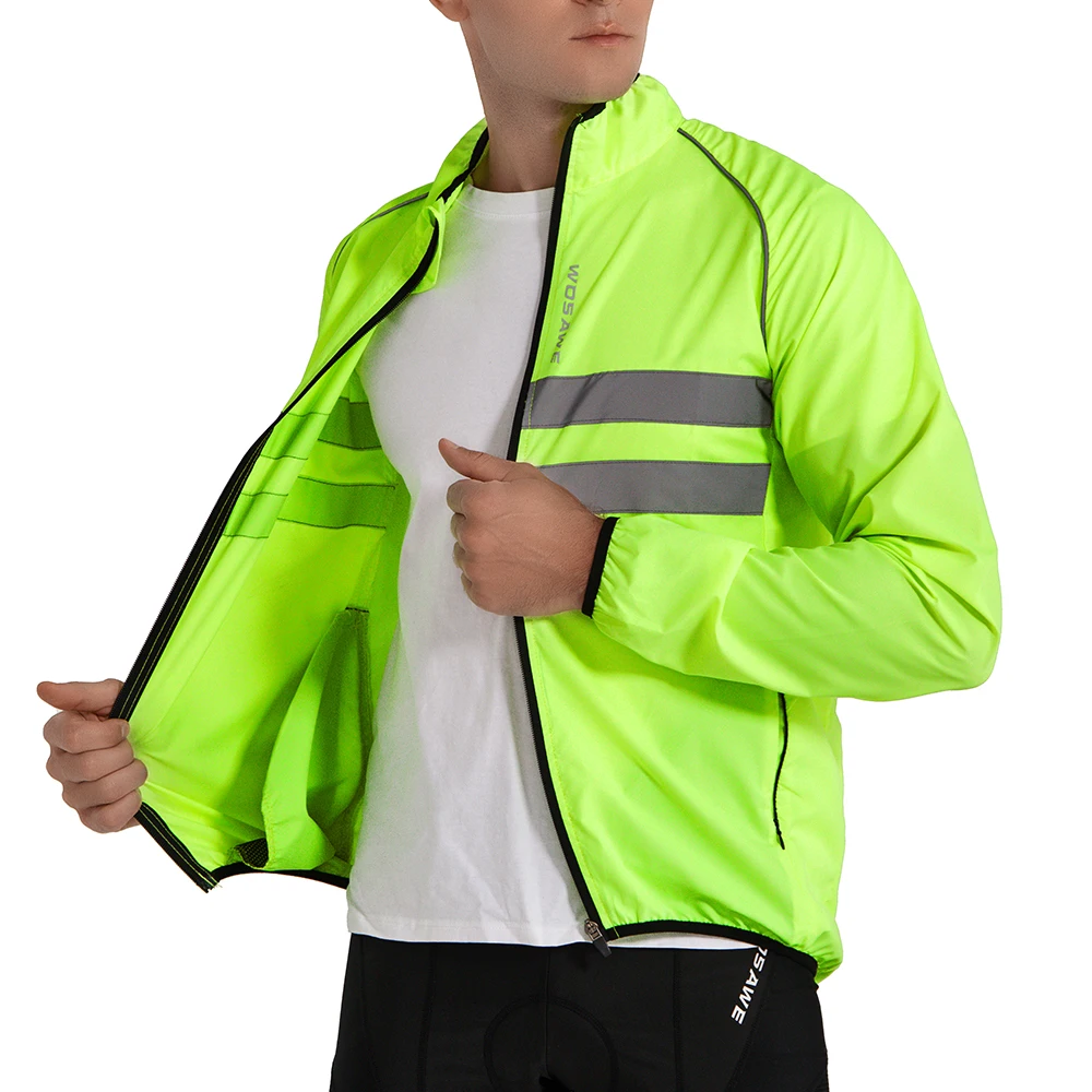 WOSAWE Reflective Jacket Lightweight Cycling Windbreaker Windproof Bike Jacket Water Resistant Long Sleeve Jersey Wind Coat Vest