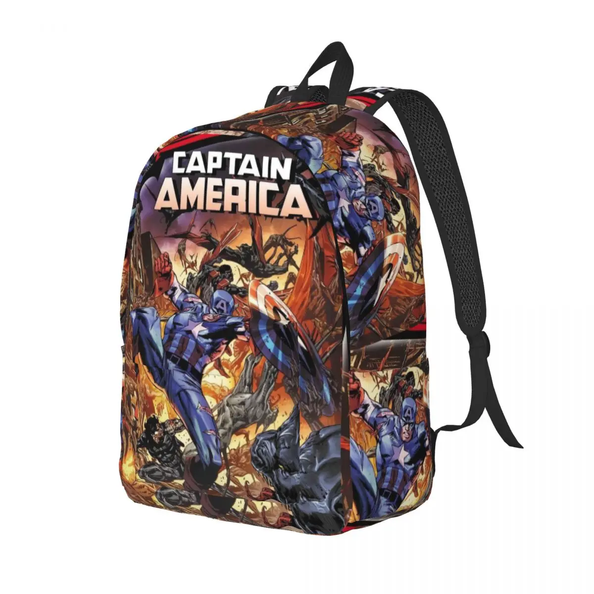 Custom Black Captain America Laptop Backpack Women Men Casual Bookbag for College School Students Bags