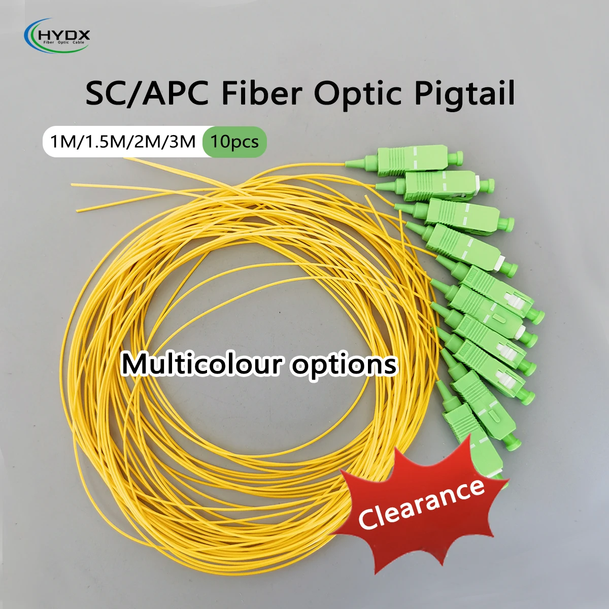 10/50pcs Fiber Optic Pigtail SC/APC Single Mode Simplex Indoor FTTH Fiber Pigtail 1M/1.5M/2M/3M  9/125μm 0.9mm Core Diameter