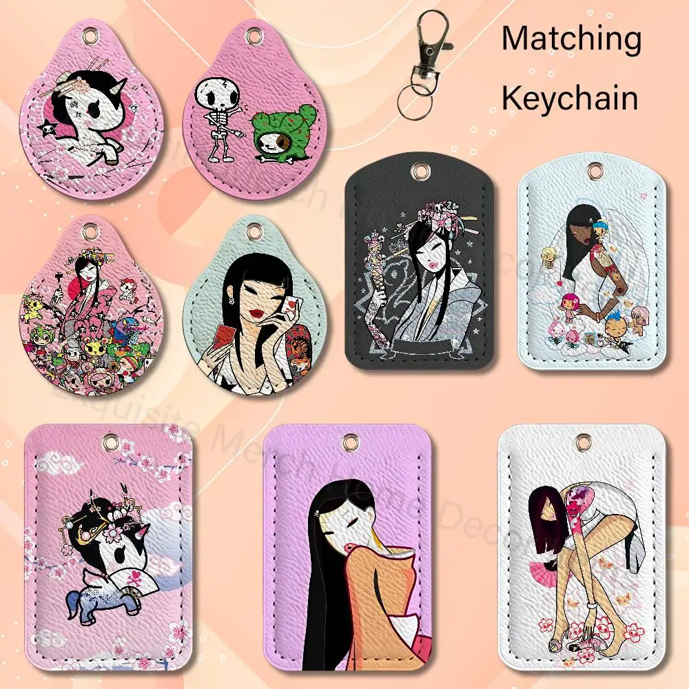 T-Tokidokis-S Gril Fashion Leather Credit Card Holder Roomy Metro Debit Credit Card Air Tag Access Card Girls Boys