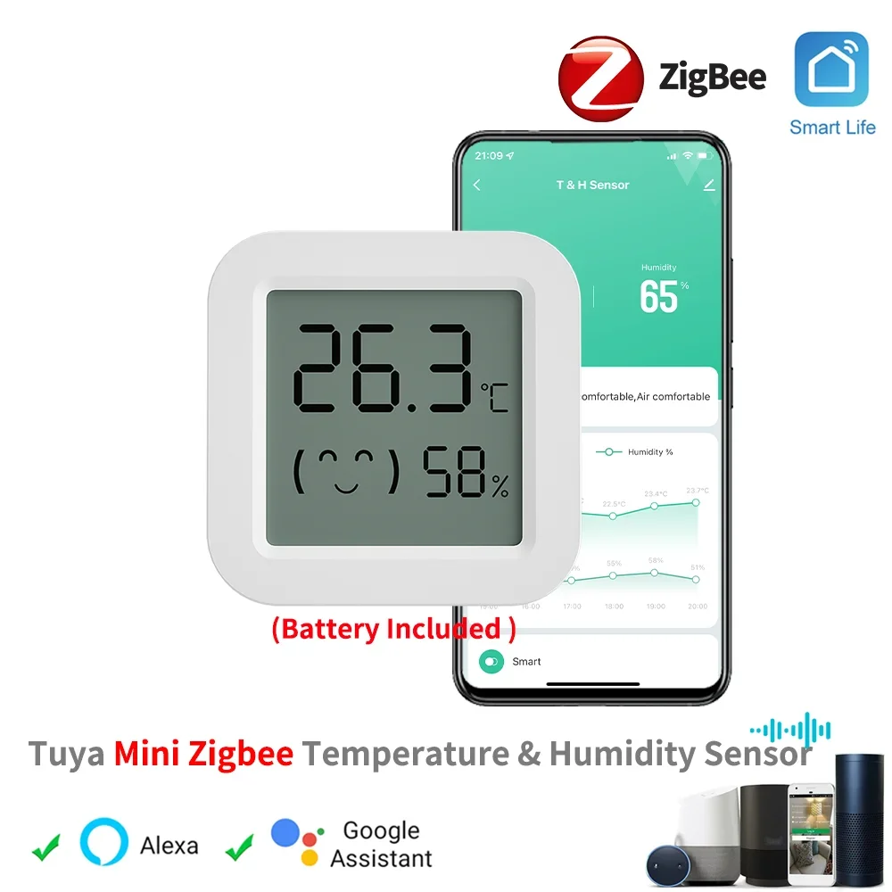 Tuya Zigbee Temperature Humidity Sensor Mini LCD Digital Display APP Remote Control Thermometer Hygrometer