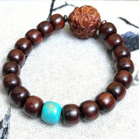 

Natural small leaf red sandalwood men's and women's Pixiu bracelet prayer beads, Buddha beads, retro ethnic style bracelets