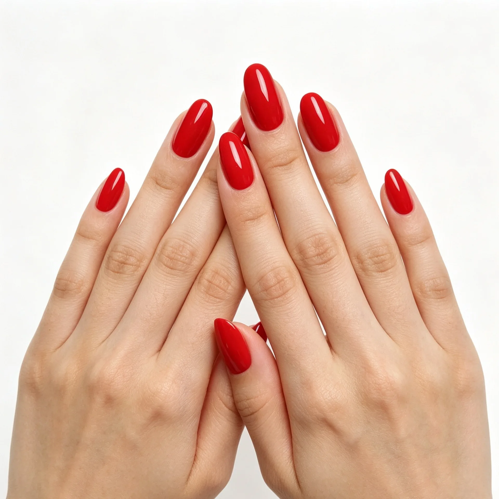 Classic High-Shine Nail Art Stickers Wearable Red Pure Color Full-Bodied Whitening Simple Medium Oval Nail Tips