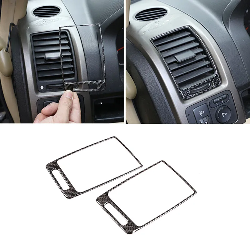لهوندا CRV 2007 2008 2009 2010 2011 سيارة ألياف الكربون لوحة القيادة الجانب تكييف الهواء منفذ الهواء تنفيس غطاء الكسوة #1