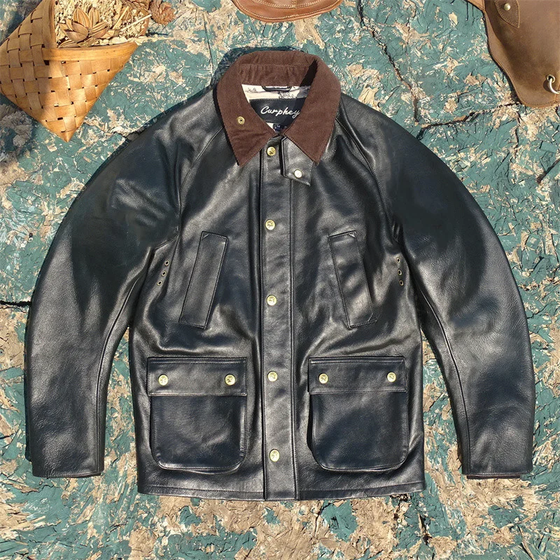 

Мужская классическая винтажная куртка из натуральной кожи Tailor Brando без покрытия из матовой воловьей кожи в стиле сафари