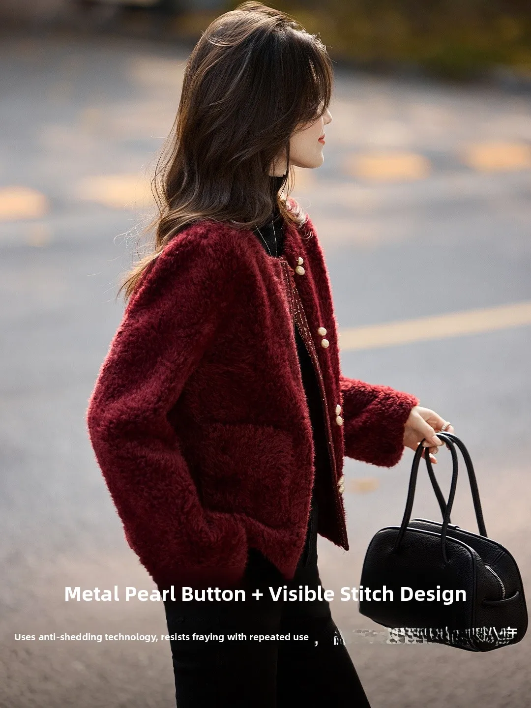 Xinfeiyu vinho cor vermelha ort casaco feminino thiened redondo ne interminado couro e pele inverno novo sle casual faion