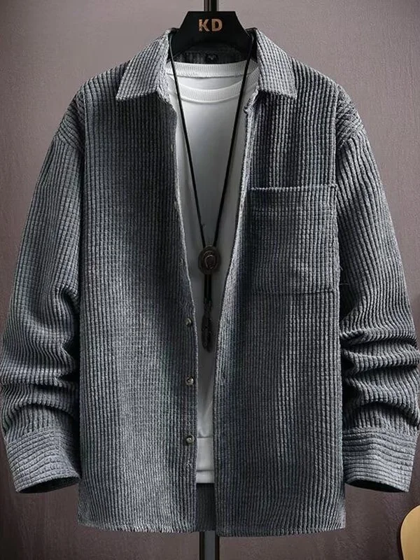 

Повседневная мужская куртка irt Sle, весна-осень, новая вельветовая свободная рабочая одежда, модный топ с плоской талией, длинная пуговица све...